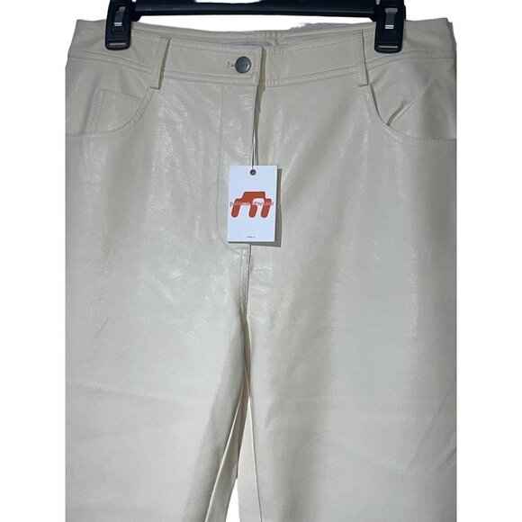 Miaou Junior Faux Leather Pant in Creme Small New Womens Vegan Trousers - Picture 6 of 13